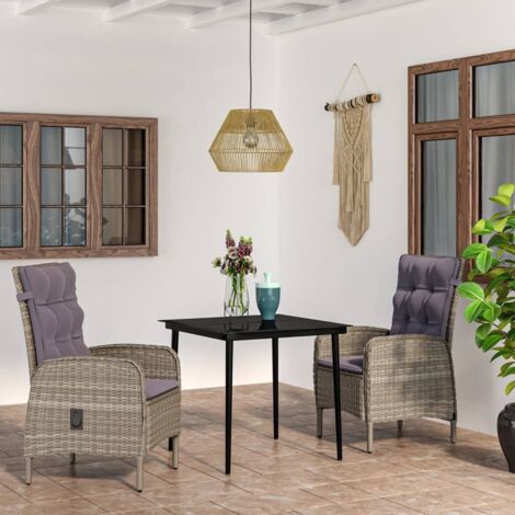 Salon de jardin 3 pcs - Mobilier de jardin - Mobilier à dîner d'extérieur avec coussins Gris et noir Chic-118190 (1/5)