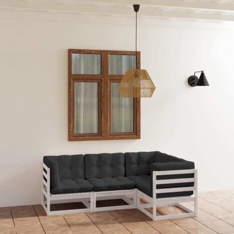 Salon de jardin 4 pcs,Mobilier de terrasse,Table et Chaise pour Relax avec coussins Bois de pin massif -YZ502782 (1/5)