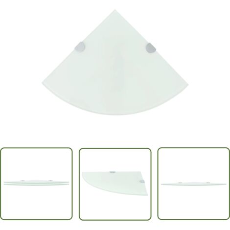 Lot de 2 Étagères d'angle flottantes,Étagères de Rangement Murales et supports chromés Verre Blanc 25x25 cm - DH69182 (1/5)