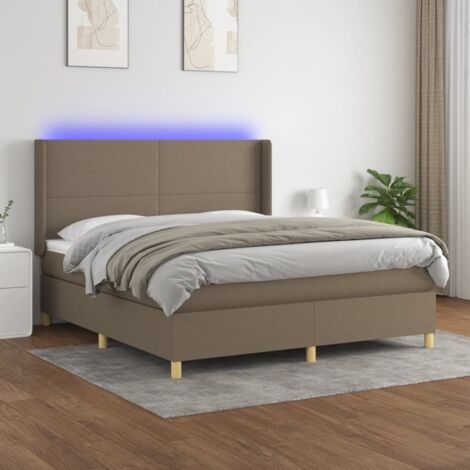 Sommier tapissier matelas confortable et LED,Lit adulte pour Chambre,Ensemble Lit matelas Taupe 180x200 cm Tissu -BVN82287 (1/5)