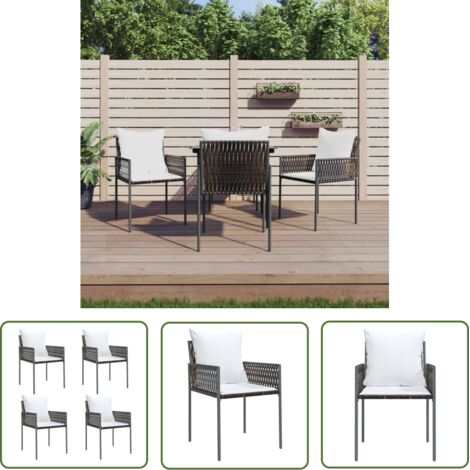 The Living Store Chaises de jardin et coussins lot de 4 marron 54x61x83 cm rotin - Chaise De Jardin - Mobilier De Jardin - Fauteuil Extérieur - Terrasse - Décoration Extérieure (1/5)