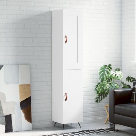 Buffet haut, Meuble de Rangement, Armoire de Cuisine Blanc 34,5x34x180 cm Bois d'ingénierie NKK43402 (1/5)