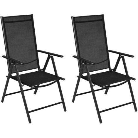 Lot de 2 Chaises pliables de jardin,Fauteuils d'extérieur Aluminium et textilène Noir -TF39842 (1/5)
