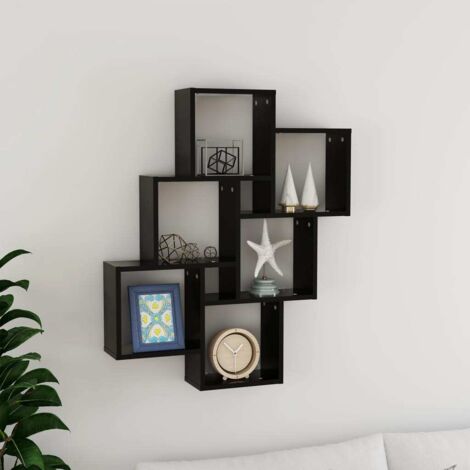 Meuble de rangement Étagère cube murale,design contemporain Noir 78x15x93 cm Aggloméré -BV92268 (1/5)