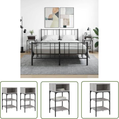 The Living Store Tables de chevet 2 pcs sonoma gris 35x34,5x70cm bois ingénierie - Table De Chevet - Meuble De Chambre - Armoire - Commode - Mobilier Intérieur (1/5)