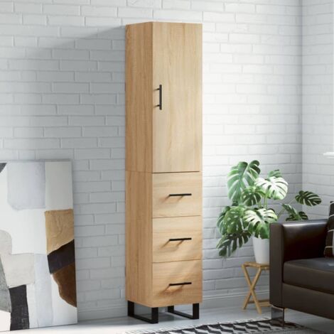 Buffet haut, Meuble de Rangement, Armoire de Cuisine Chêne so34,5x34x180 cm Bois d'ingénierie NKK63249 (1/5)