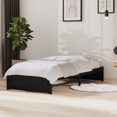 Lit Adulte magnifique - Cadre de lit pour Chambre,Matériau durable Noir Bois massif 90x190 cm Simple -34800 (1/5)