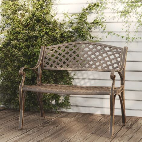 Banc de jardin,Moderne Banc terrasse d'extérieur 102 cm Aluminium coulé Bronze -FV70487 (1/5)