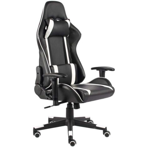 Chaise gaming,Fauteuil Gamer,Chaise de jeu pivotante pivotante,Chaise de jeu pour Bureau Blanc PVC -VA54296 (1/5)