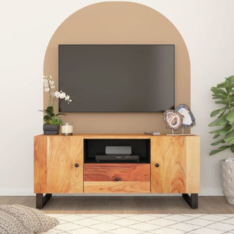 Meuble TV - Armoire Télévision Moderne Banc TV de Salon 105x33,5x46 cm bois d'acacia solide et d'ingénierie -FR65252 (1/5)