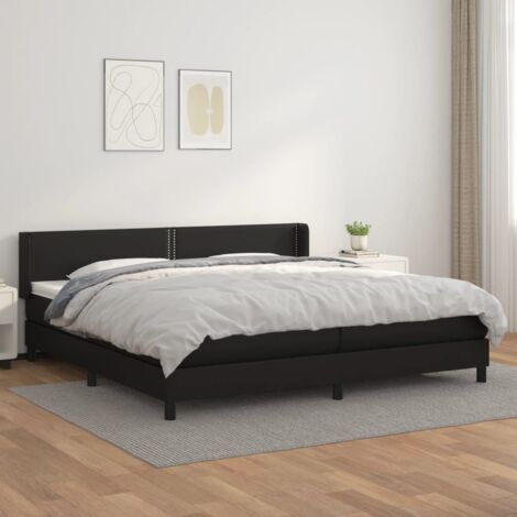 Lit à sommier tapissier avec matelas - Cadre De Lit Moderne: King Size - Lit Double - Noir 200x200 cm Similicuir Chic-118950 (1/5)