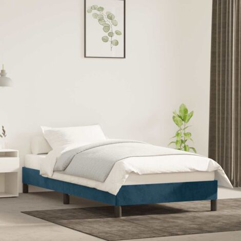 Lit adulte Moderne - Cadre de lit pour Adultes, Enfants pour Couchage Bleu foncé 100x200 cm Velours -49753 (1/5)
