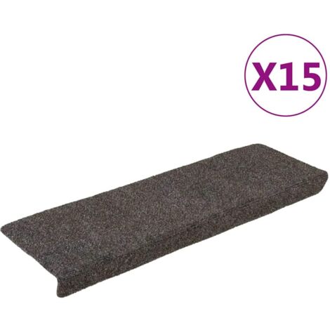 15 pcs Tapis d'escalier, Tapis de marches, Marchettes D'escalier Auto-adhésif sécurité Tissu aiguilleté 65x21x4 cm Gris MKS27034 (1/5)
