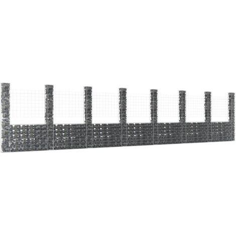 Panier de gabion en forme de U avec 8 poteaux Fer 860x20x200 cm (1/5)