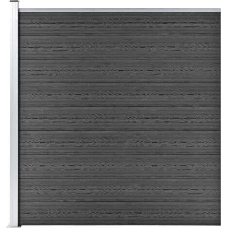 Panneau de clôture Clôture de jardin Panneau de Porte WPC 175x186 cm Noir 63581 (1/5)