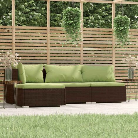 Salon de jardin 4 pcs,Mobilier de terrasse,Table et Chaise pour Relax avec coussins Marron Résine tressée -YZ186513 (1/5)