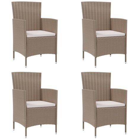 Lot de 4 Chaises/Fauteuils de jardin avec coussins Résine tressée Beige -TF31663 (1/5)
