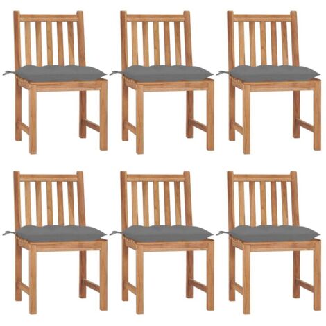 Chaises/Fauteuils de jardin 6 pcs avec coussins Bois de teck massif -TF11530 (1/5)