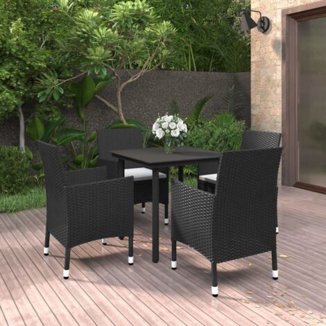 5 pcs Ensemble à dîner de jardin, Mobilier à dîner, Table et Chaises à Manger Résine tressée Verre MKPO92237 (1/5)