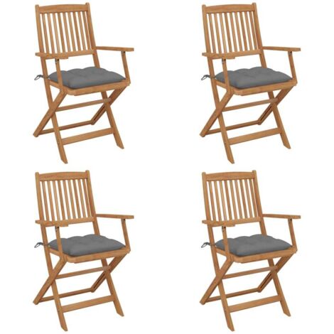 Lot de 4 Chaises pliables de jardin,Fauteuils d'extérieur avec coussins Bois d'acacia -TF14300 (1/5)