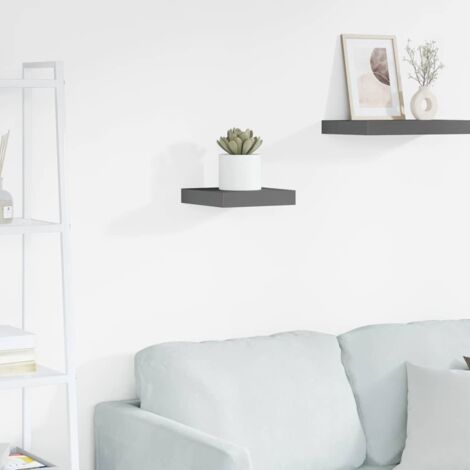 Étagère murale multiposition - Étagère murale flottante Gris brillant 23x23,5x3,8 cm MDF -BV25299 (1/5)