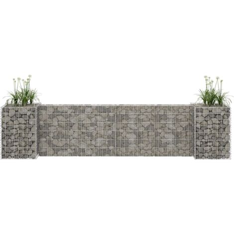 Bac à fleurs - Jardinière pour extérieur/intérieur jardin terrasse balcon - à gabion en H Fil d'acier 260x40x60 cm Chic-806361 (1/5)