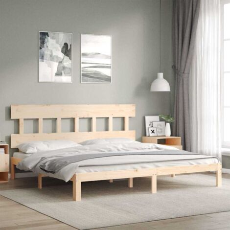 Lit adulte avec tête de lit - Cadre de lit - Lit simple 200x200 cm bois massif -25211 (1/5)