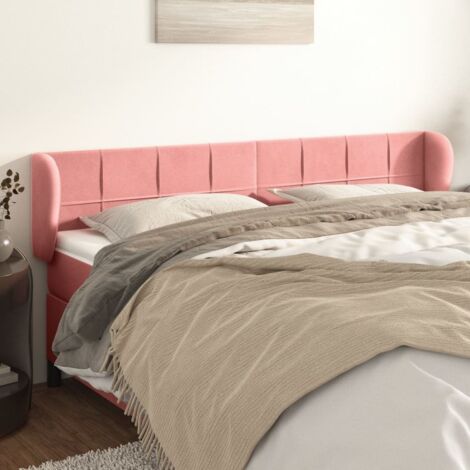 Tête de lit avec oreilles Armoire de Tête de lit pour Chambre - Rose 183x23x78/88 cm Velours -34151 (1/5)