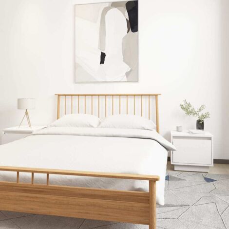 Lot de 2 Tables de chevet Tables d'Appoint Industriel Tables de nuit Blanc 35x34x32 cm Bois de pin solide -BV45435 (1/5)