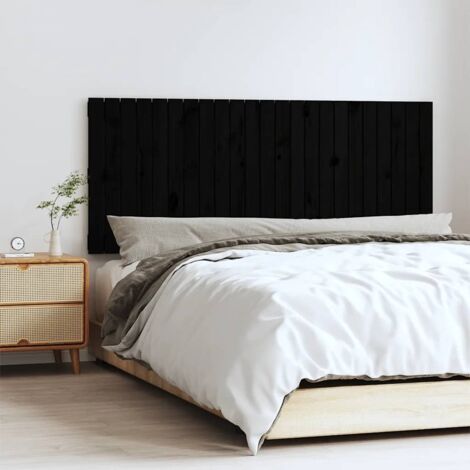 Tête de lit Classique - Tête de lit murale Montage Facile pour Chambre - Noir 147x3x60 cm Bois massif de pin -61902 (1/5)