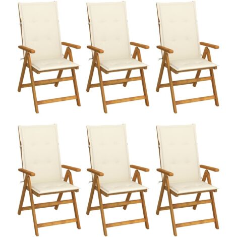 Lot de 6 Chaises pliables de jardin,Fauteuils d'extérieur avec coussins Bois d'acacia -TF12336 (1/5)