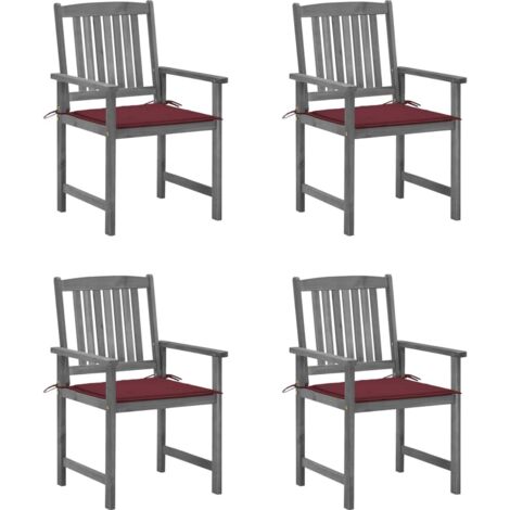 Lot de 4 Chaises/Fauteuils de jardin avec coussins Gris Bois d'acacia massif -TF34840 (1/5)