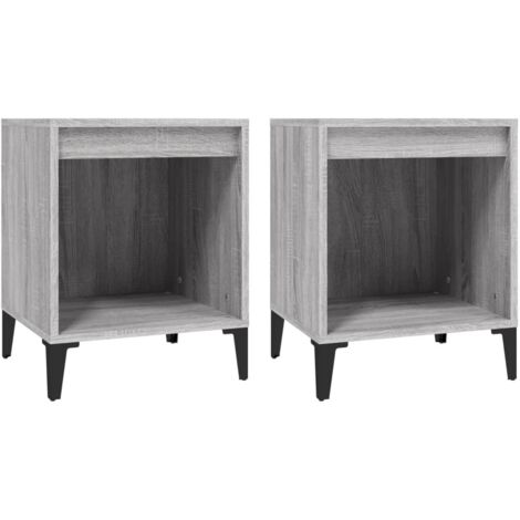 Lot de 2 Tables de chevet Table d'Appoint Industriel - Tables de Nuit Commodes Sonoma gris 40x35x50 cm -BV11442 (1/5)