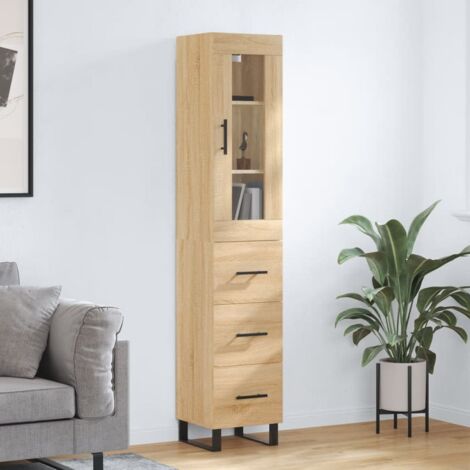 Buffet haut, Meuble de Rangement, Armoire de Cuisine Chêne so34,5x34x180 cm Bois d'ingénierie NKK87950 (1/5)