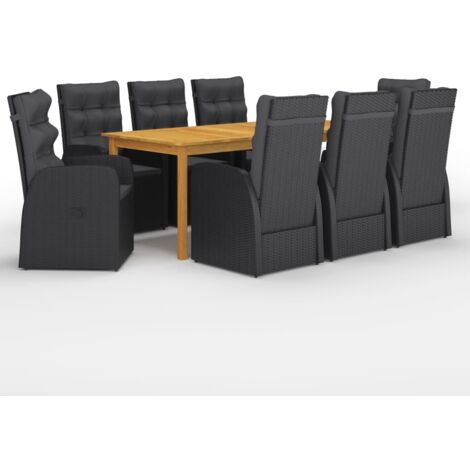 Ensemble de salle à manger de jardin 9 pcs Noir 28 (1/5)