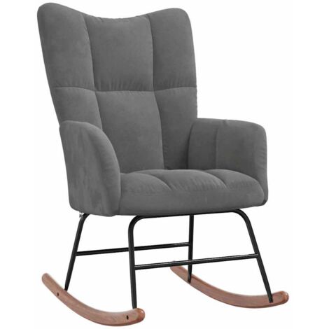 Chaise à bascule/Fauteuil à bascule,Grand confort Gris foncé Velours -FR21231 (1/5)