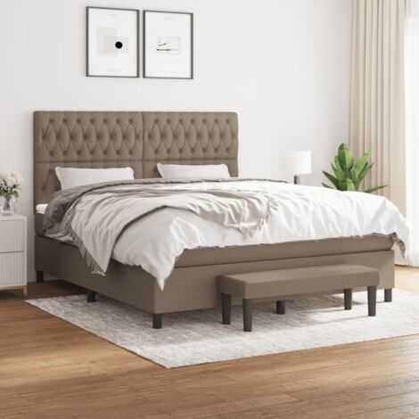 Lit adulte,Lit avec Sommier et Matelas confortable pour Chambre,Ensemble Lit à sommier tapissier Taupe 180x200 cm Tissu -BVN43719 (1/5)