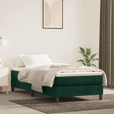 Sommier à ressorts de lit Moderne - Lit pour Adulte Enfant  Cadre de lit pour Chambre Vert foncé 90x200 cm Velours -FR46616 (1/5)