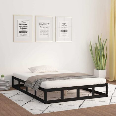 Lit Adulte magnifique - Cadre de lit pour Chambre,Matériau durable Noir 160x200 cm Bois massif -19784 (1/5)