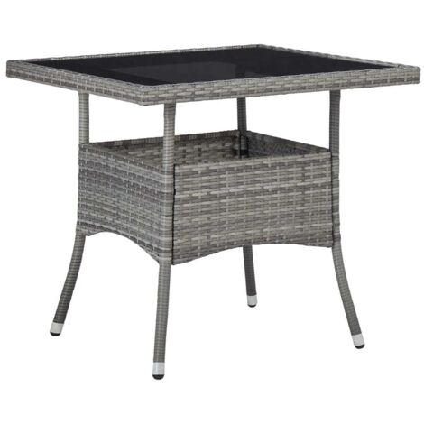 Salon de jardin 3 pcs - Mobilier de jardin - Ensemble à dîner de jardin Gris Résine tressée et verre Chic-117267 (1/5)
