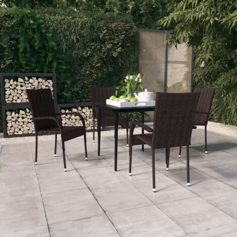 Ensemble Table et Chaise de Jardin Salon de jardin 5 pcs Marron et noir 95934 (1/5)