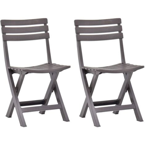 Chaises de jardin pliables 2 pcs,Fauteuils d'extérieur Plastique Mocha -TF16389 (1/5)