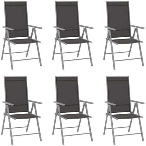 Chaises de jardin pliables 6 pcs,Fauteuils d'extérieur Textilène Noir -TF43266 (1/5)