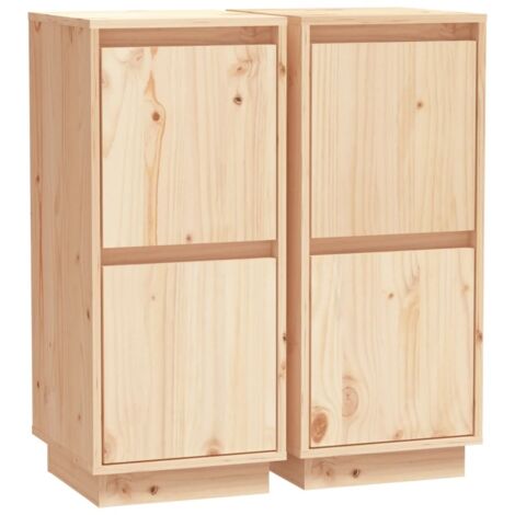 Lot de 2 Buffets Vintages,Enfilades 31,5x34x75 cm Bois massif de pin -TZ10713 (1/5)