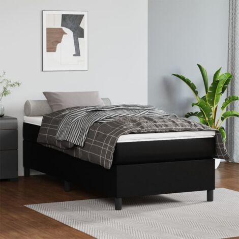 Sommier à ressorts de lit Moderne - Lit pour Adulte Enfant Cadre de lit pour Chambre Noir 80x200 cm Similicuir -FR11374 (1/5)
