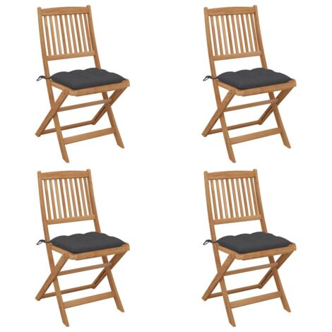 Lot de 4 Chaises pliables de jardin,Fauteuils d'extérieur avec coussins Bois d'acacia -TF61344 (1/5)