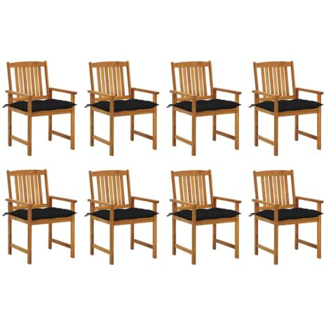 Lot de 8 Chaises/Fauteuils de jardin avec coussins Bois d'acacia solide -TF31022 (1/5)