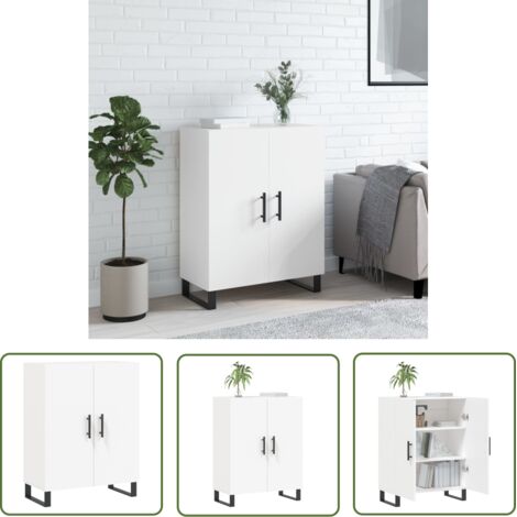 The Living Store Buffet blanc 69,5x34x90 cm bois d'ingénierie - Buffet - Armoire - Meuble De Rangement - Mobilier - Cuisine (1/5)