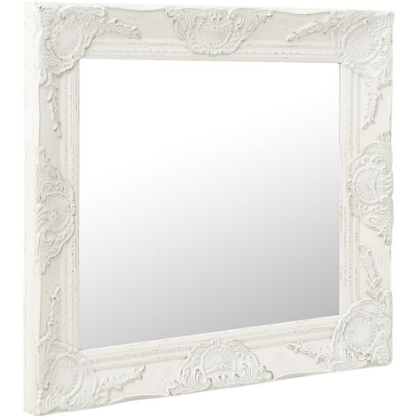 Miroir mural - Miroir de maquillage mural pour Salon,Chambre,Design Moderne style baroque 50x50 cm Blanc -62770