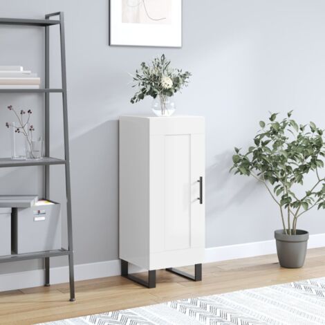 Buffet bas,Buffet Commode industriel Blanc brillant 34,5x34x90 cm Bois d'ingénierie -QS20541 (1/5)